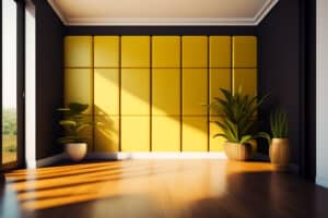 Room with yellow wall panels plants corner 300x200 1